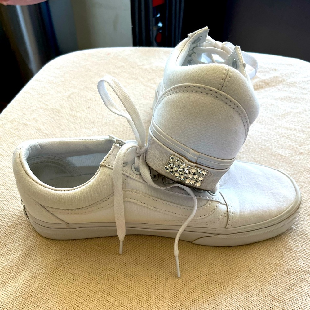WHITE VANS WITH BLING🤍✨
